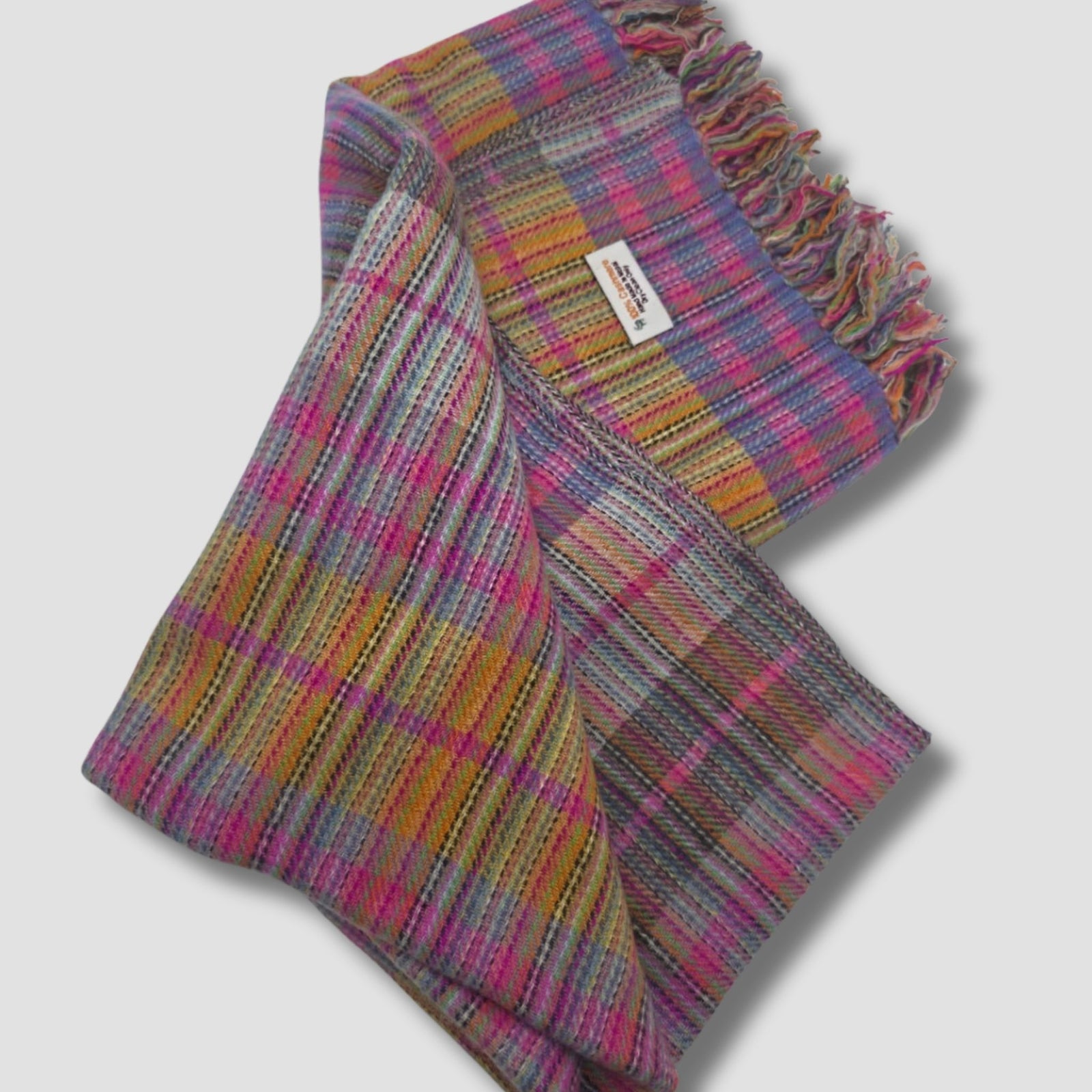 Pure Handloom Cashmere Wrap — Multicolor Plaid, Handmade in Nepal