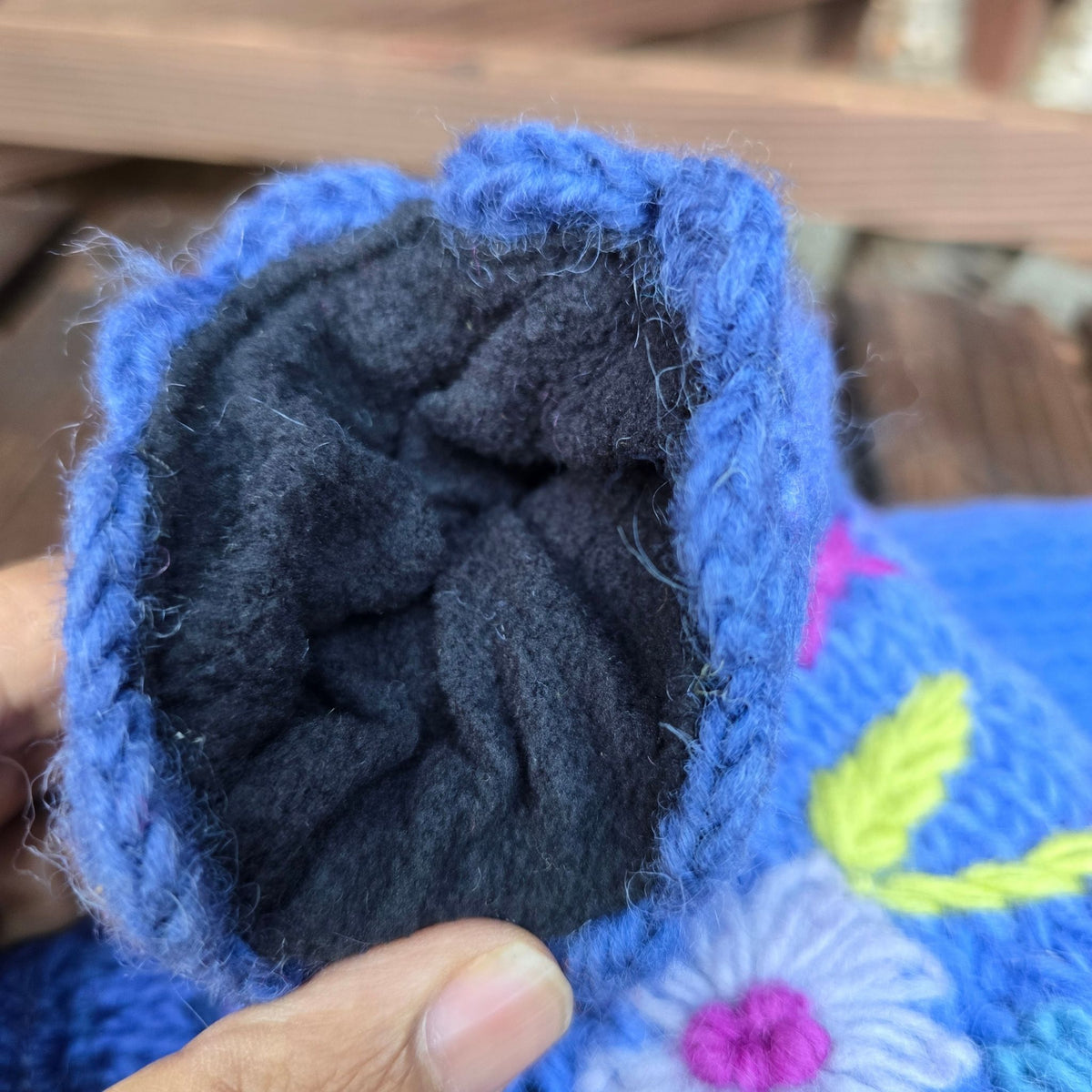 Hand Knitted Wool Mittens — Floral Embroidered, Handmade in Nepal