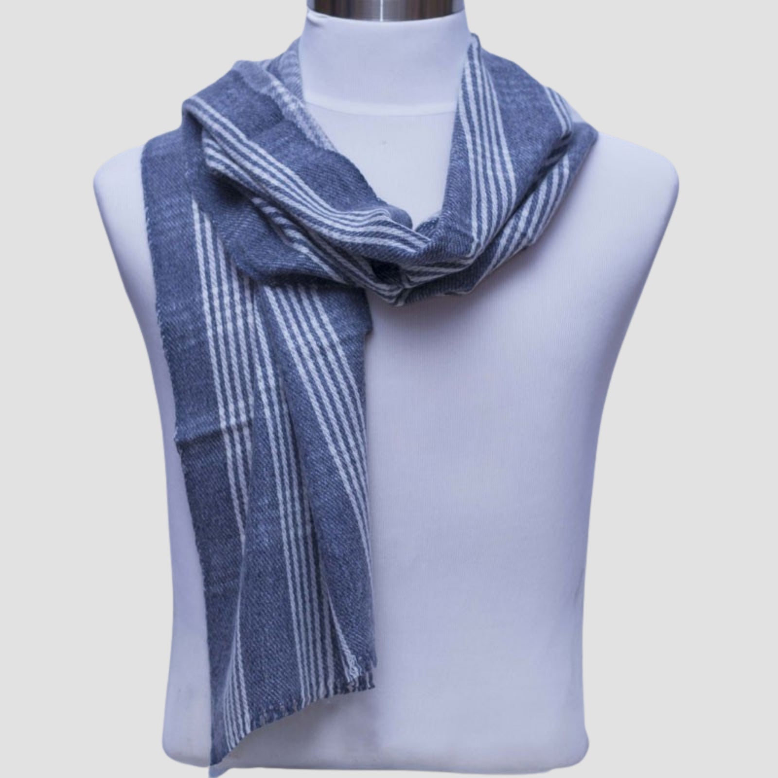 Handwoven Checkered Cashmere Ring Shawl – Black & White Plaid | 100% Cashmere from Nepal