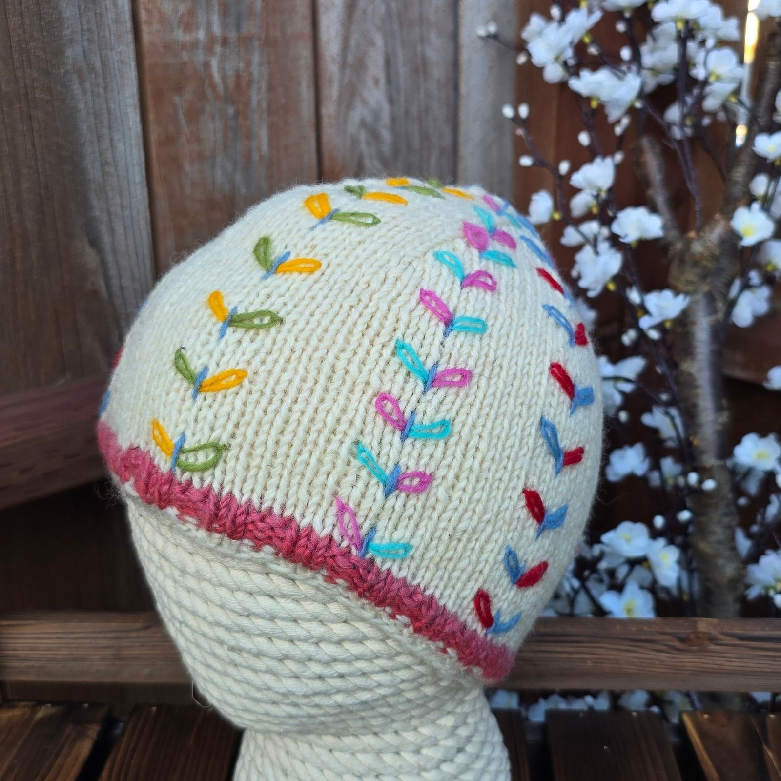 Wool Pom Pom Hat — Chain Stitch Detail | Anitya Collective