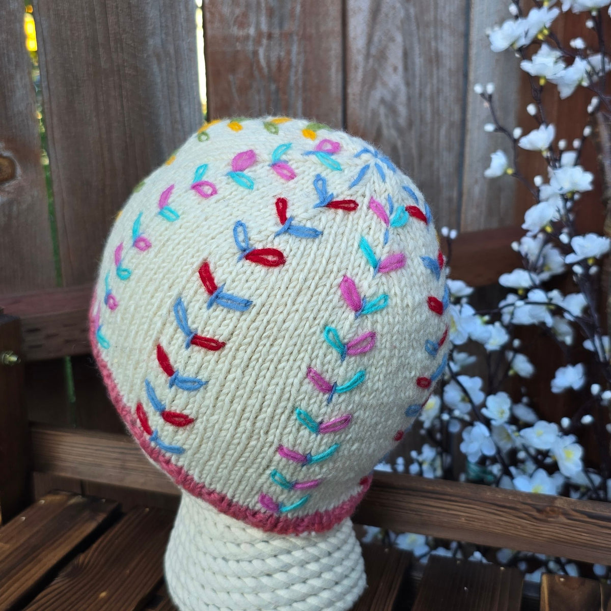 Wool Pom Pom Hat — Chain Stitch Detail | Anitya Collective