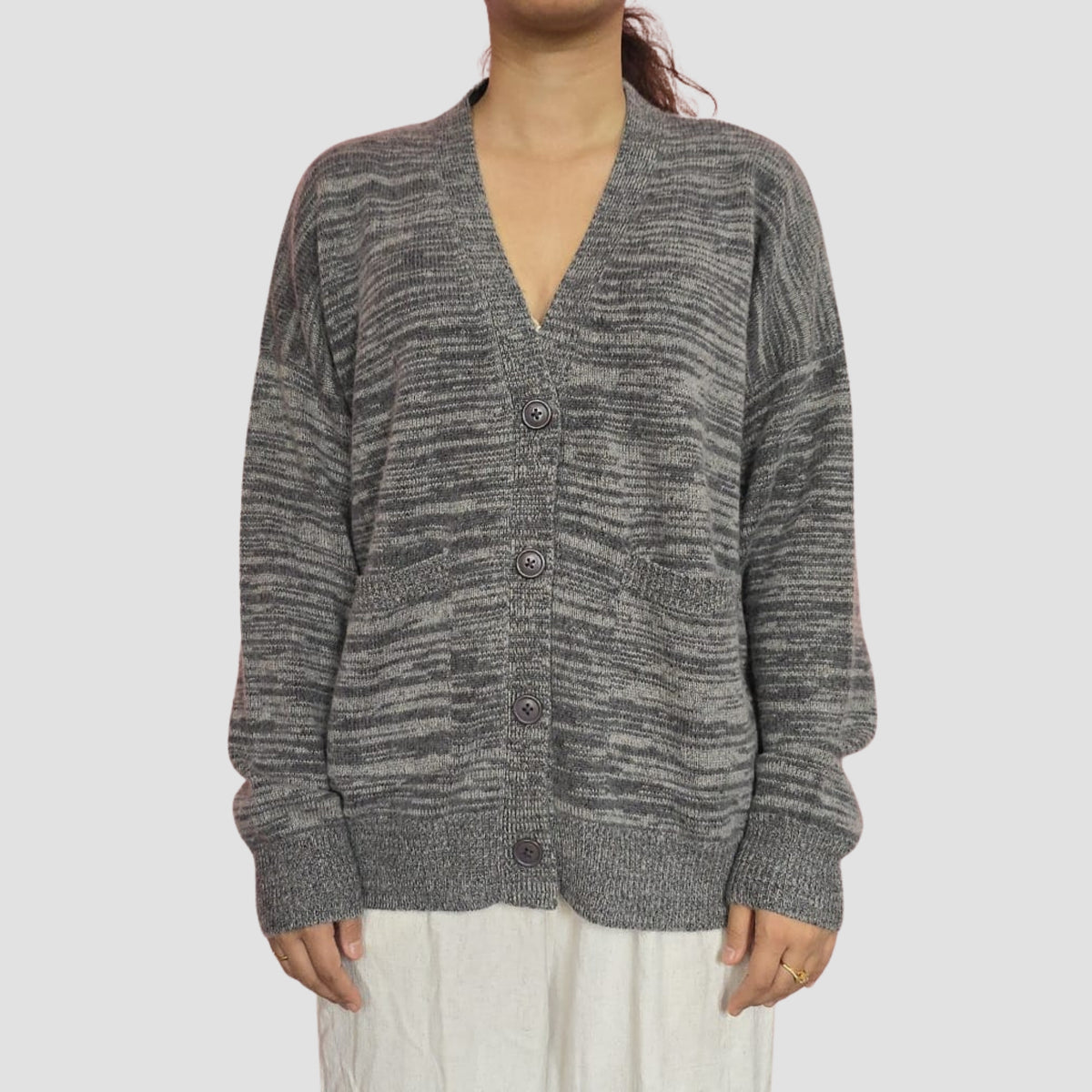 women’s marbled pattern cashmere cardigan”