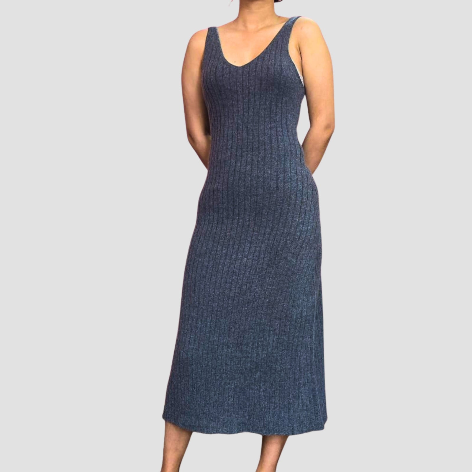 “100% cashmere ribbed knit maxi dress”