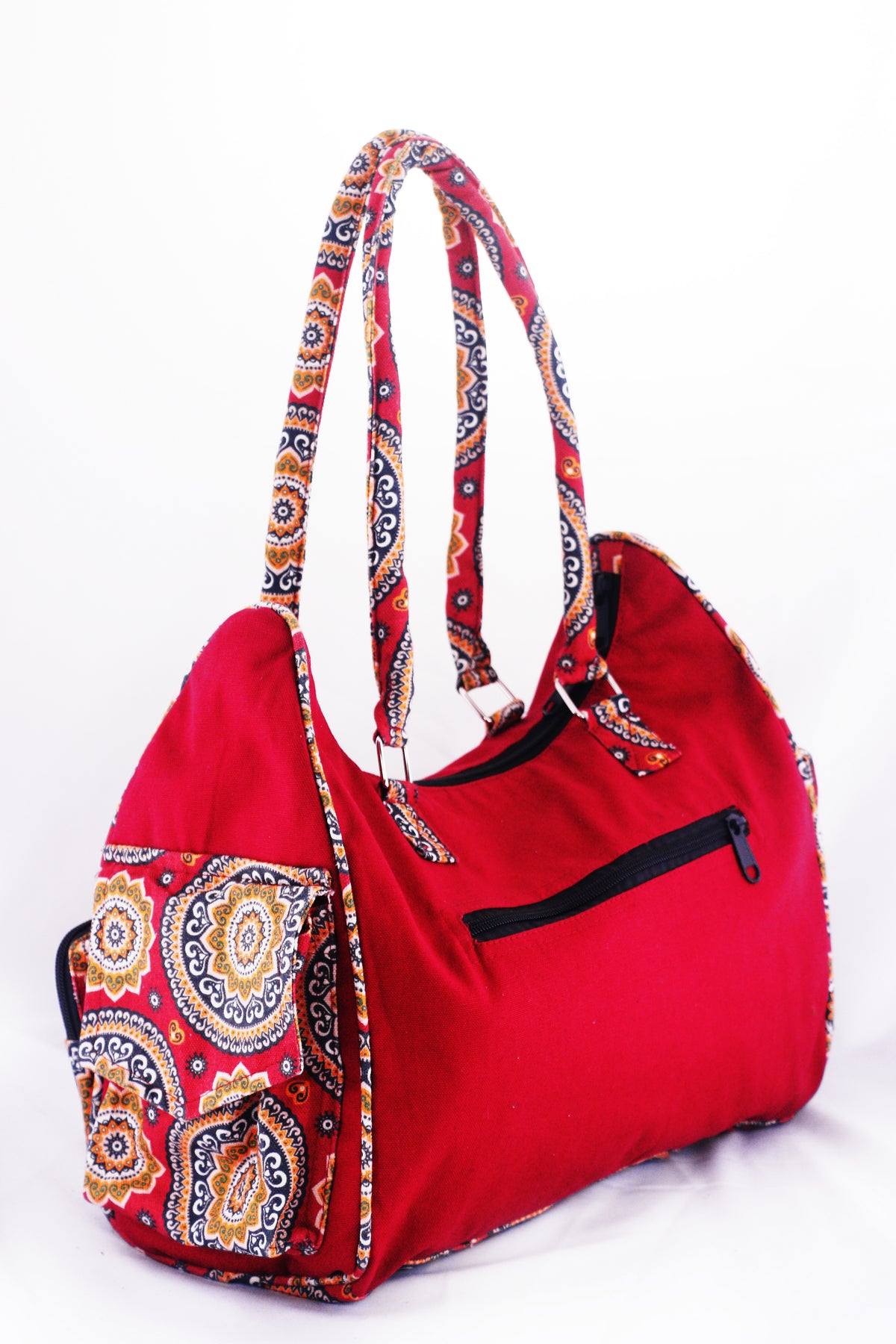 Handmade Cotton Boho Shoulder Bag | Multi-Pocket Travel Tote | Ethically Made in Nepal