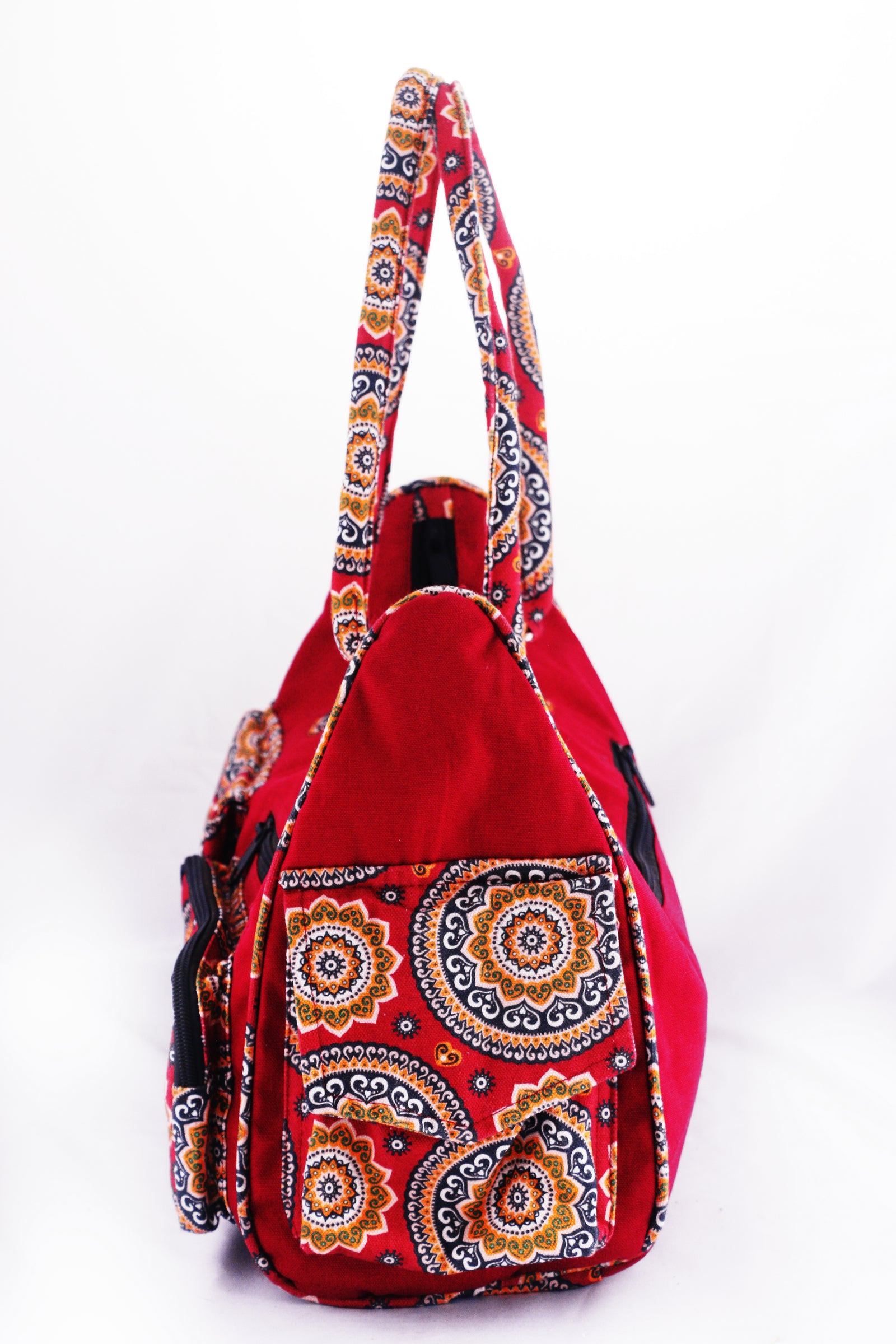 Handmade Cotton Boho Shoulder Bag | Multi-Pocket Travel Tote | Ethically Made in Nepal